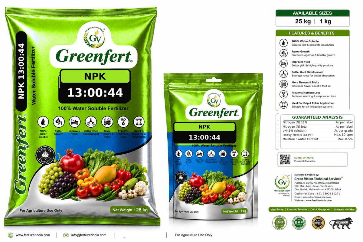 Greenfert Potassium Nitrate 13-0-44 Water Soluble packaging