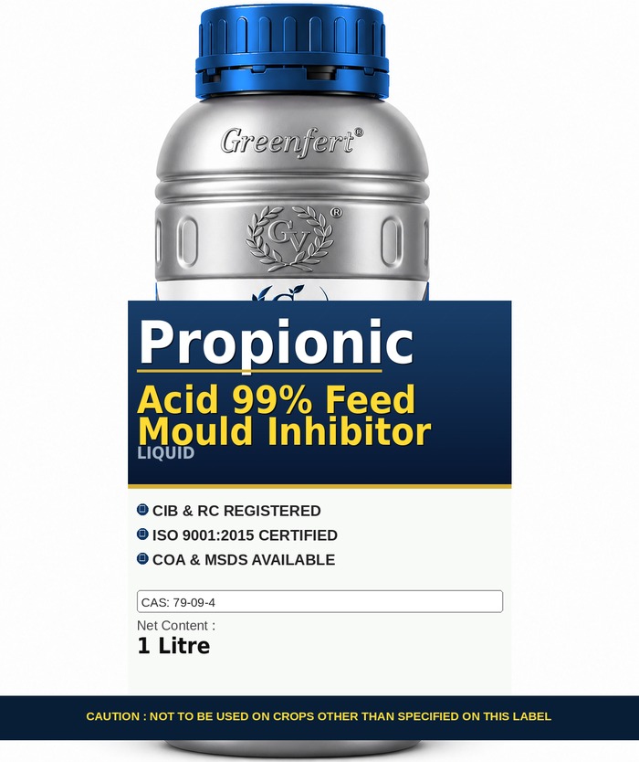 Greenfert Propionic Acid 99% Feed Mould Inhibitor — bottle packaging