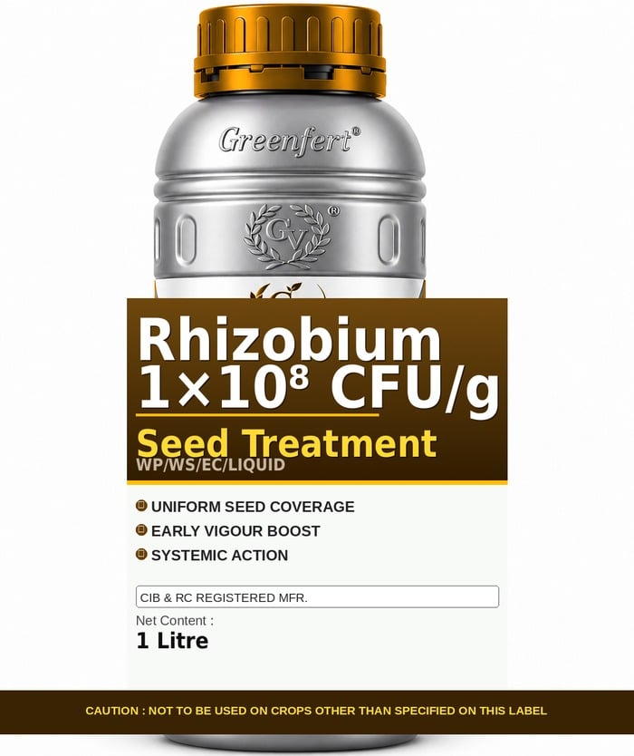 Greenfert Rhizobium 1×10⁸ CFU/g Seed Treatment — TREATMENT packaging bag