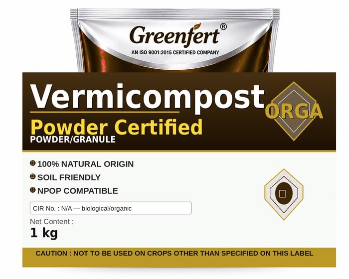 Greenfert Vermicompost Powder Certified — CERTIFIED packaging bag