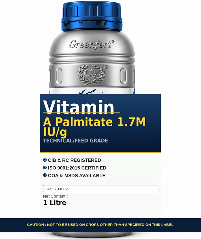 Greenfert Vitamin A Palmitate 1.7M IU/g — technical grade jar