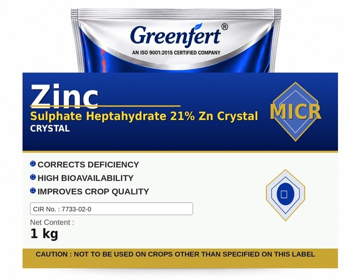 Greenfert Zinc Sulphate 21% Zn Crystal — CRYSTAL packaging bag